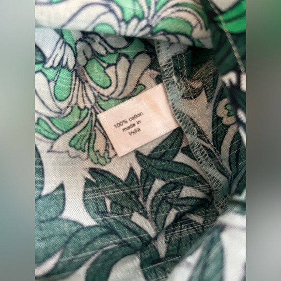 Lane Bryant Green & White Button Down Cotton Blouse with Tie Sleeves 26/28 - Picture 2 of 16